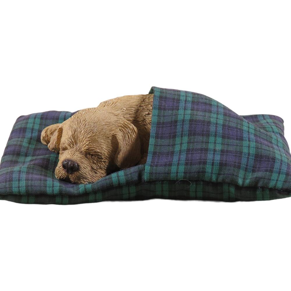 Authentic Sandicast Dog Sculpture - Miniature Sleeping Puppy Figurine On Bed